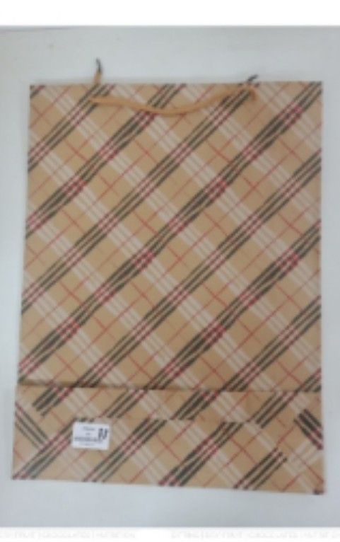 Bag Paper Kraft Printed	12X17 in Brown Checks_1