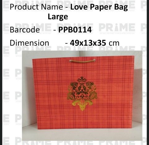 Bag Paper Gold Foil	14X19 in Orange Checks_0