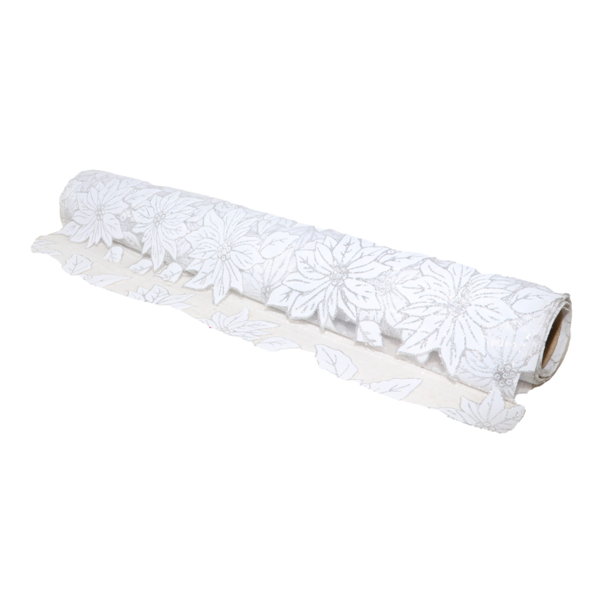 White Flower Printed Glitter Net Roll_0