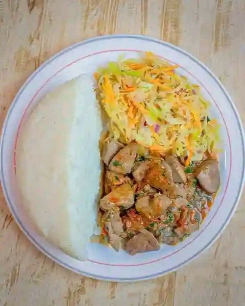 ugali with matumbo and greens _0