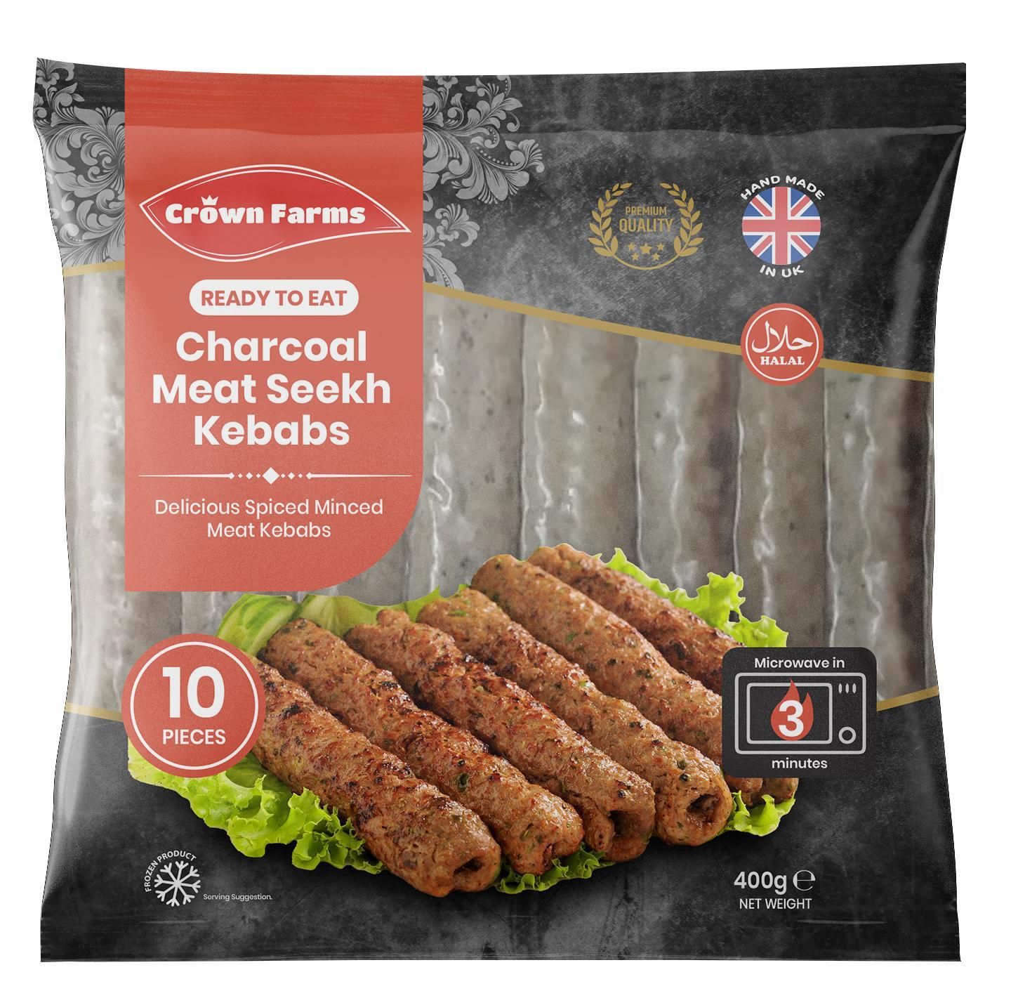 Crown Chicken Charcoal seekh Kebab 10 Pcs* 8 Pkt_0