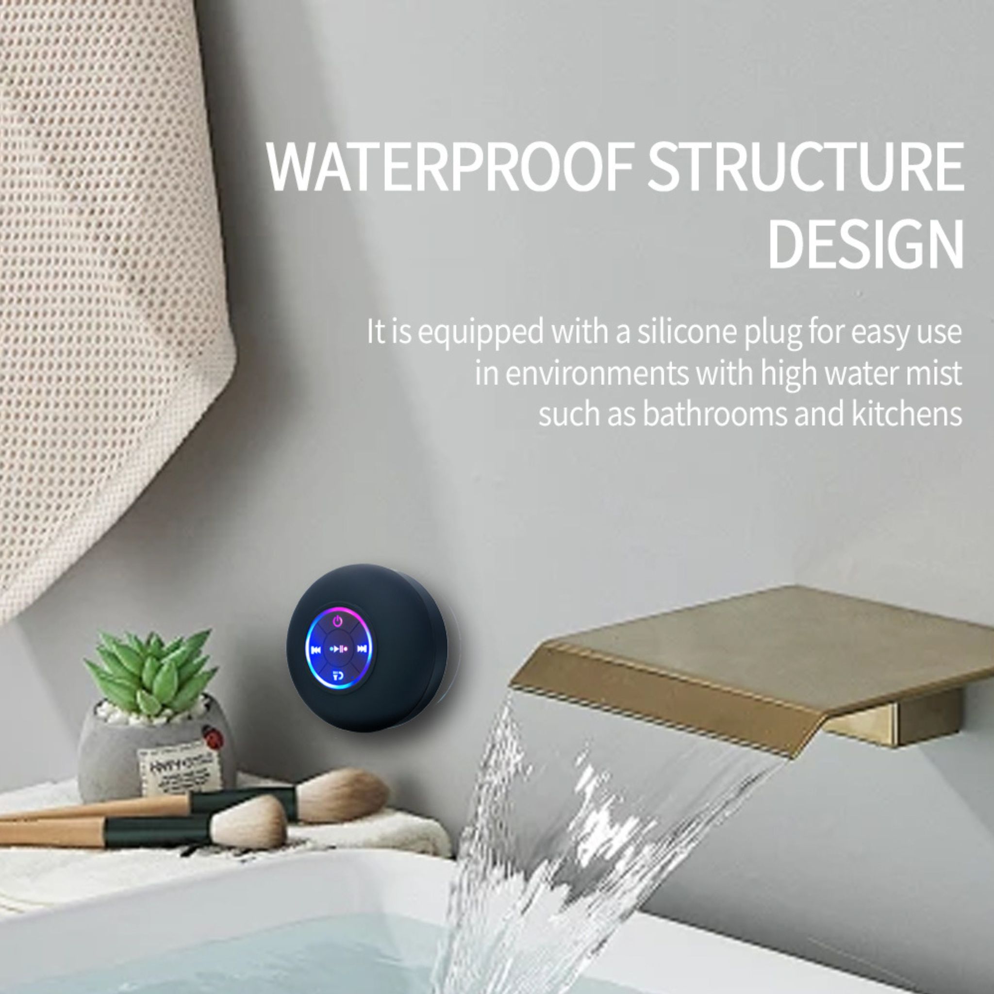 It's Homey AquaSound Portable Wireless Bluetooth Speaker LED IPX4 Waterproof Loudspeaker_1