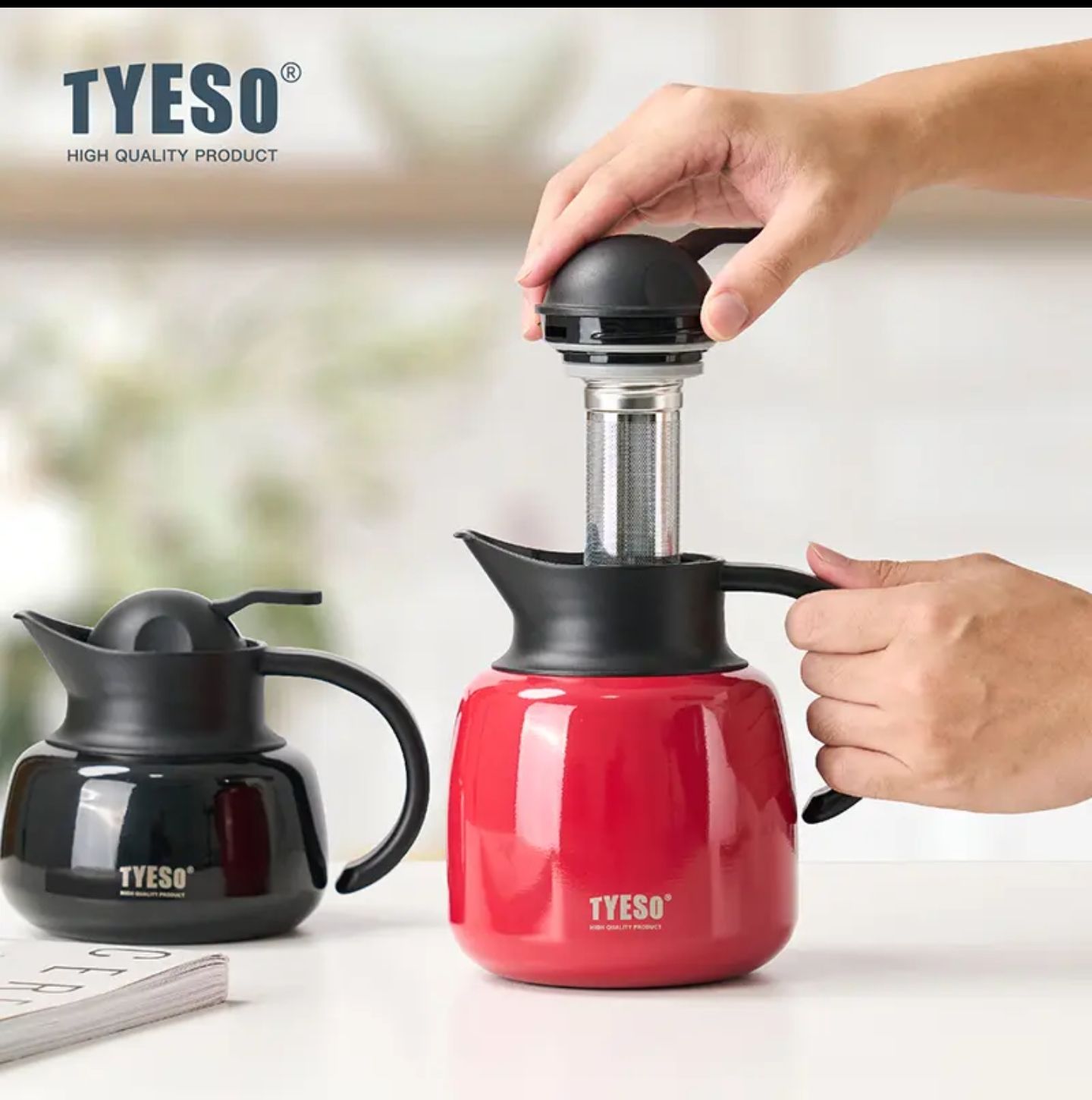 TYESO Vacuum Insulated Modern Teapot With Filter_7