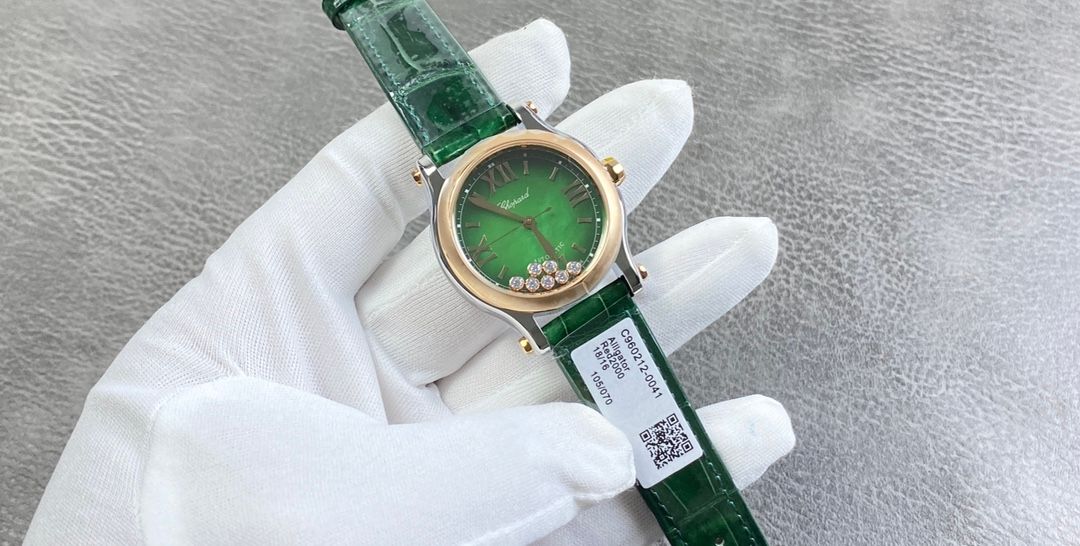 Chopard Happy Sport - Green Dial with Diamonds and Green Leather Strap._1