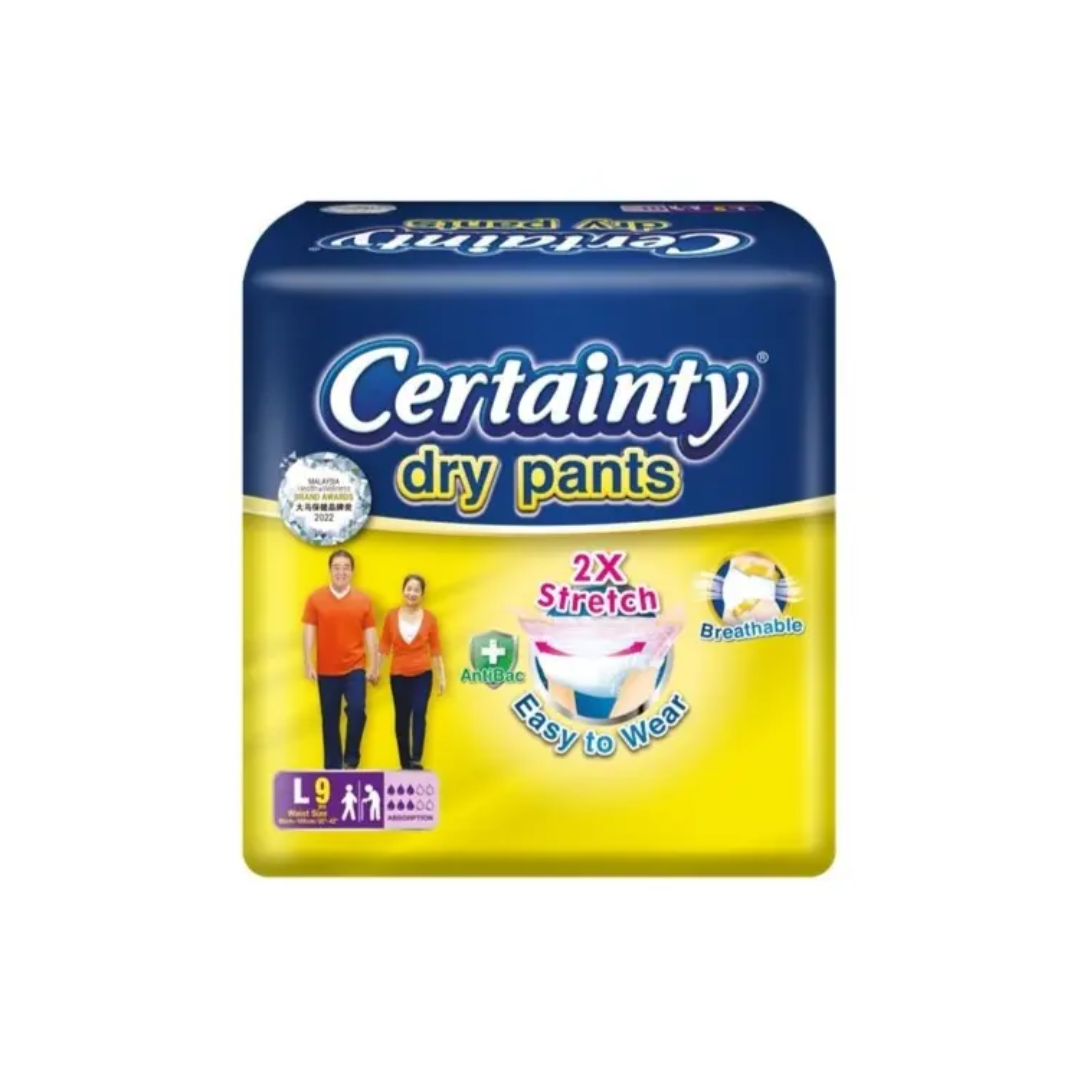 CERTAINTY DRYPANTS ADULT DIAPER L 9'S_0