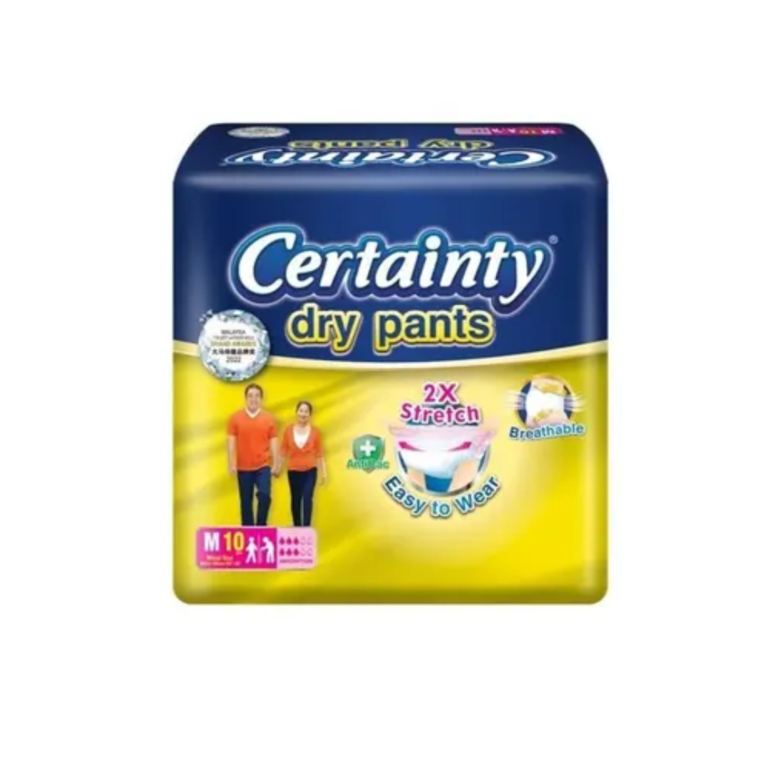 CERTAINTY DRYPANTS ADULT DIAPER M 10'S_0