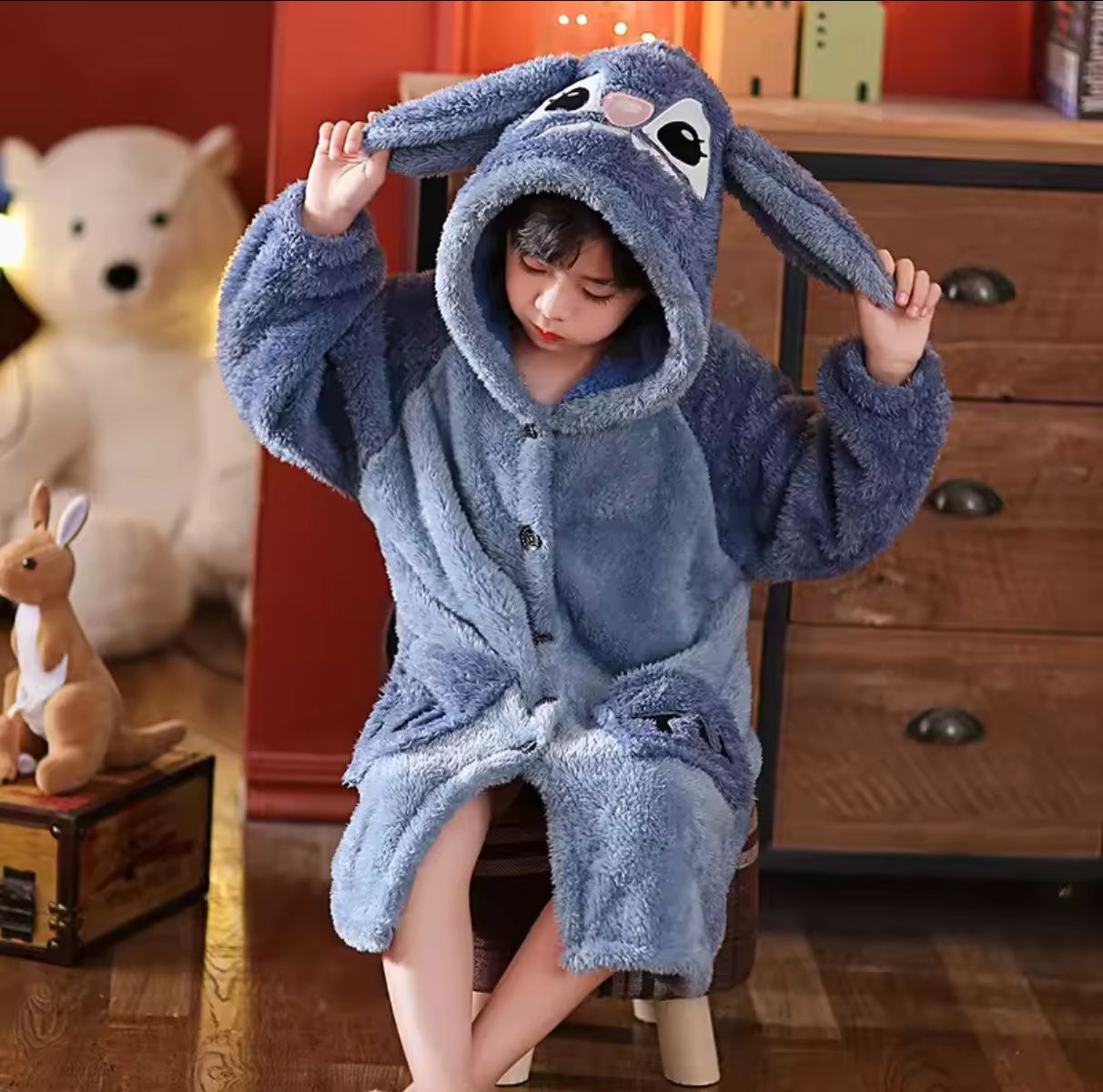 Stitch blue Children Robe_0