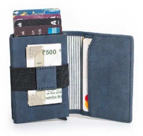 Oblique Klix Rfid Wallet Suede/ Navy_1