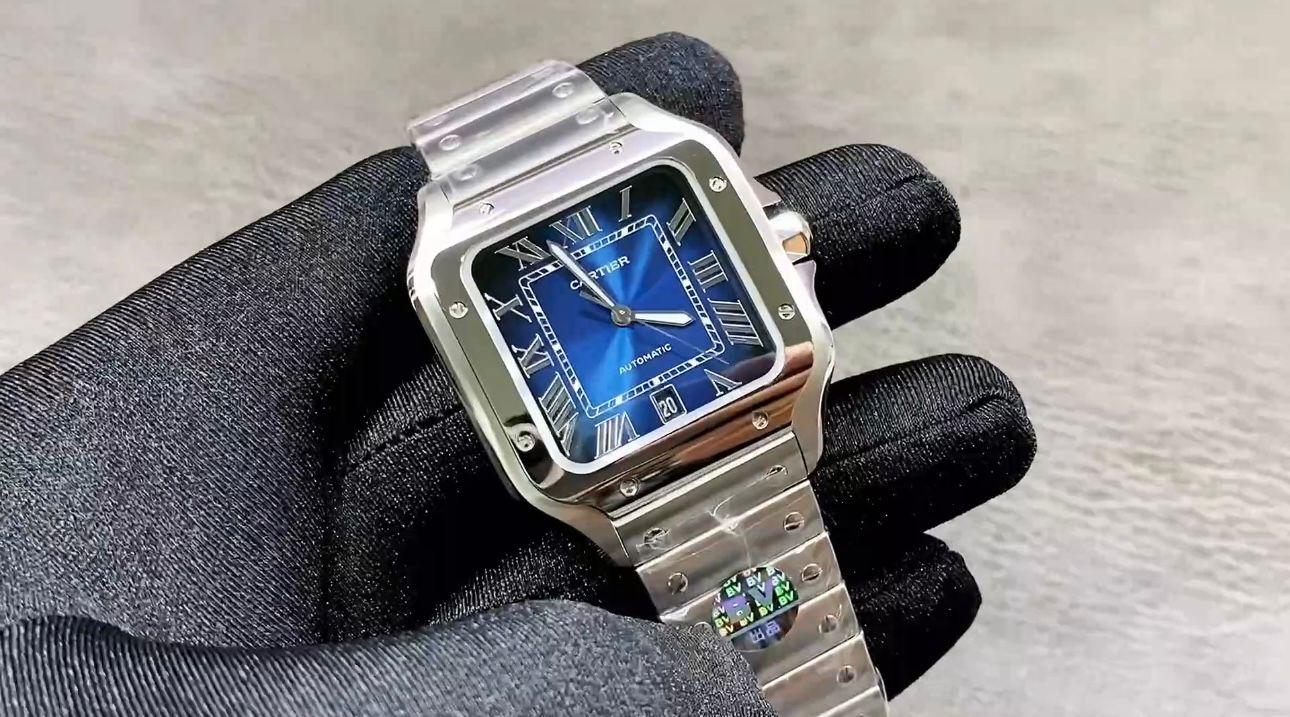 Cartier Santos Blue Dial Blue and Silver_1