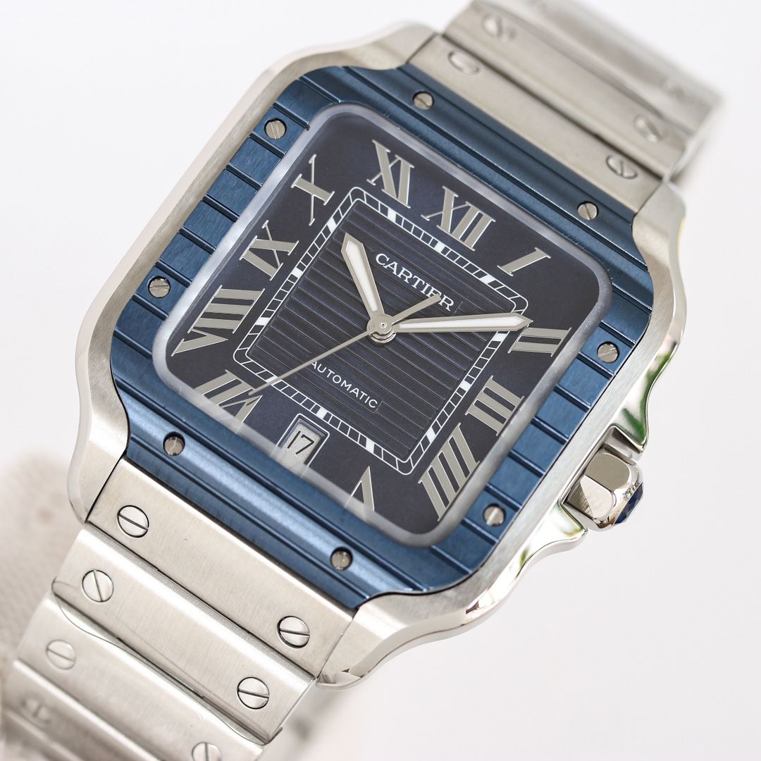 Cartier Santos Blue Dial with Silver Accents_2