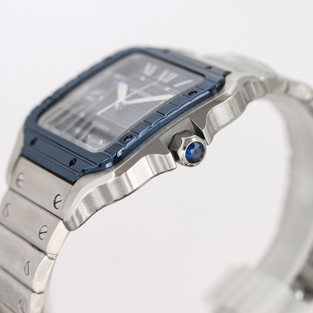 Cartier Santos Blue Dial with Silver Accents_5