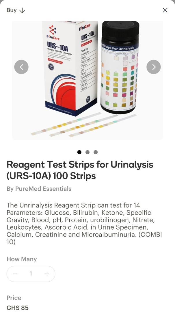 Reagent Test Strips for Urinalysis (URS-10A) 100 Strips Combi 10_0