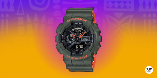 Orange on Olive Drab Men's Sport Watch LED Dual Time Original G-Shock _0