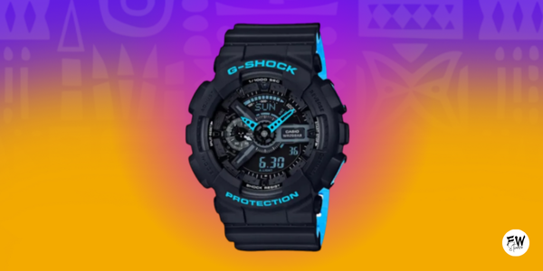 Vivid Sky Blue on Black Men's Sport Watch Dual Time Original G-Shock_0