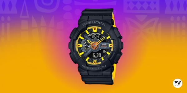 Yellow on Black Men's Sport Watch Dual Time Original G-Shock _0