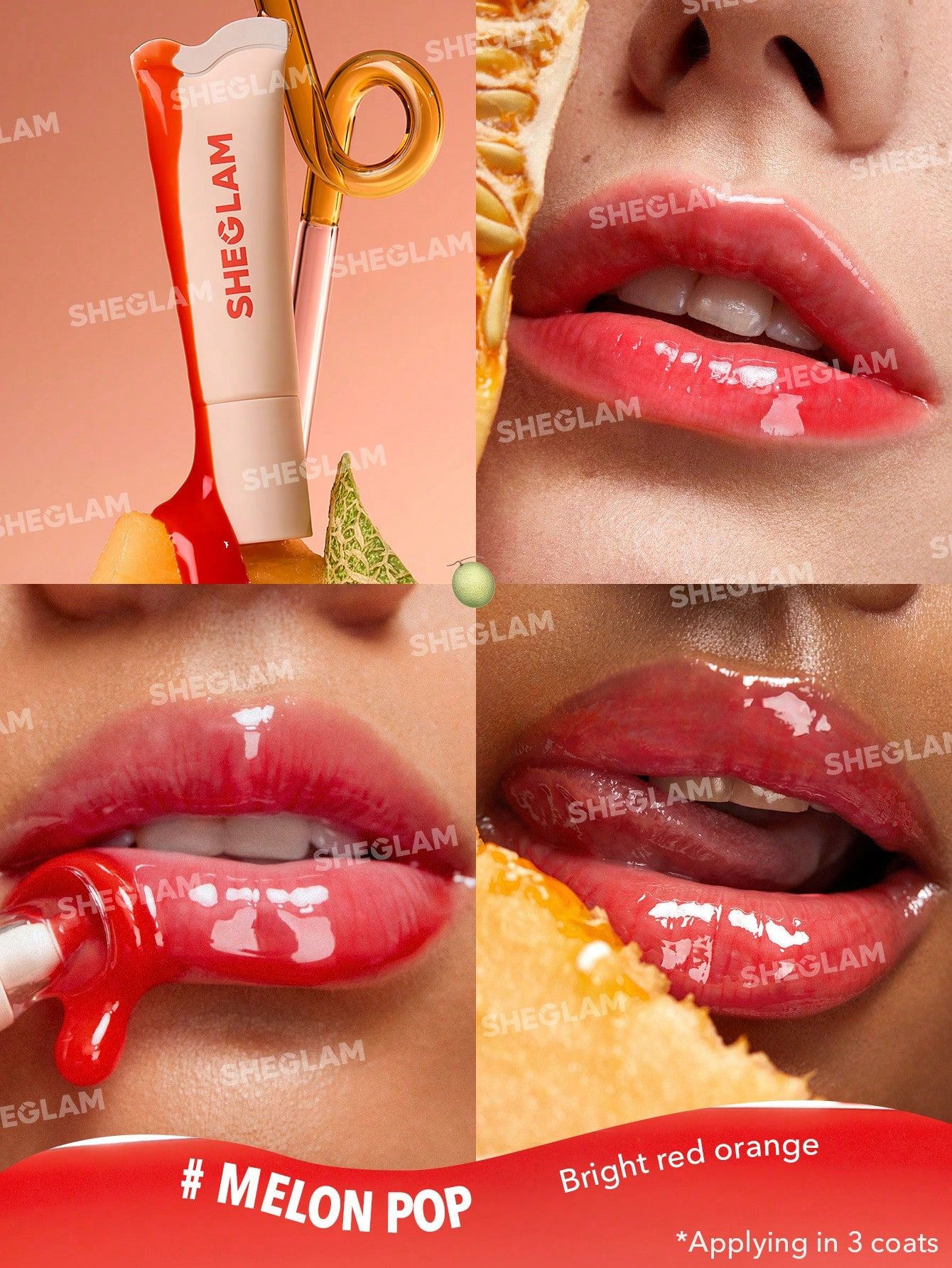 SHEGLAM Crystal Glaze Moisturizing Lip Gloss - Melon Pop_1