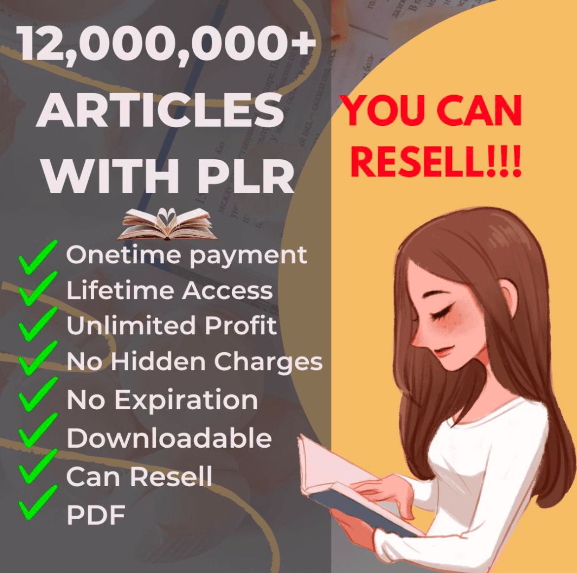 12,000,000+ PLR Articles Ready to use content for websites, blogs 300,000+ eBooks: Covering a wide range of topics._0