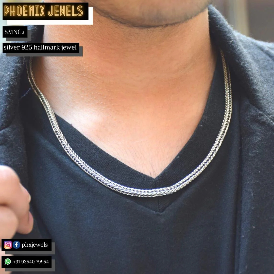 Silver fox neck chain for men_0