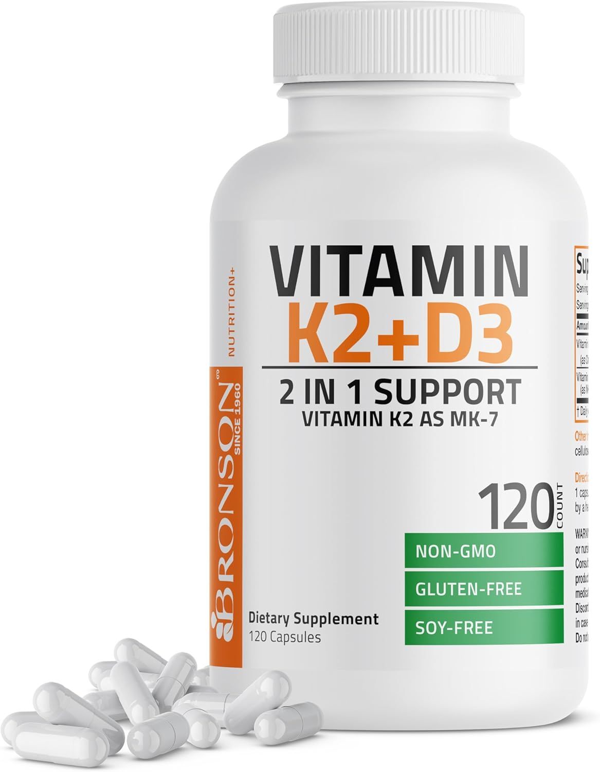 Bronson Vitamin K2 (MK7) with D3 - 120 Capsules_0