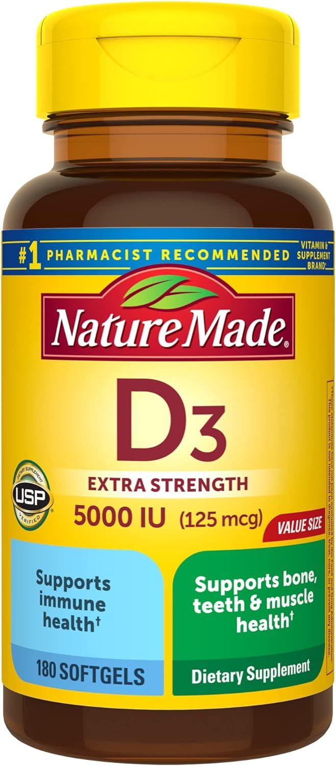 Nature Made Extra Strength Vitamin D3 5000 IU- 180 Softgels_0