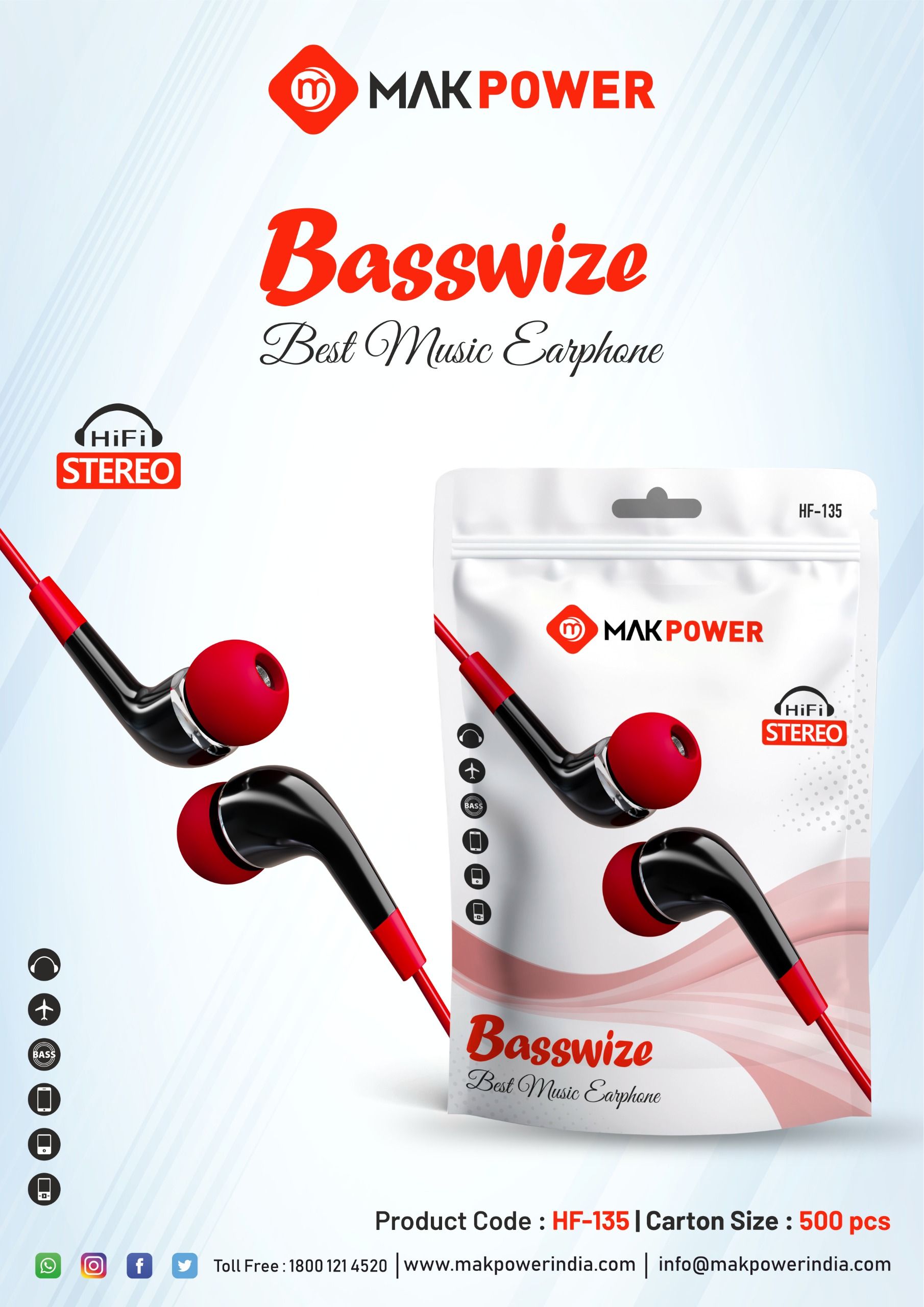 Mak Power HF-135 Wired Earphone_0