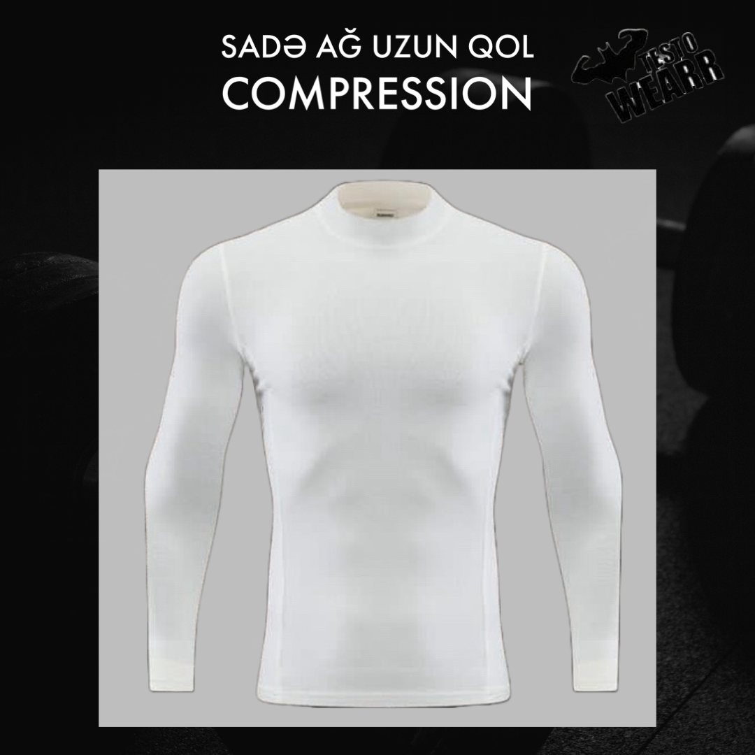 Ağ uzun qol sadə compression_0