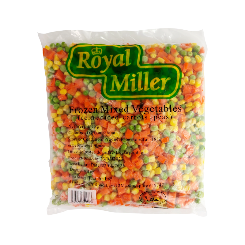 Royal Miller Frozen Mixed Vegetables (Corn, Diced Carrot, Peas) 1kg_0