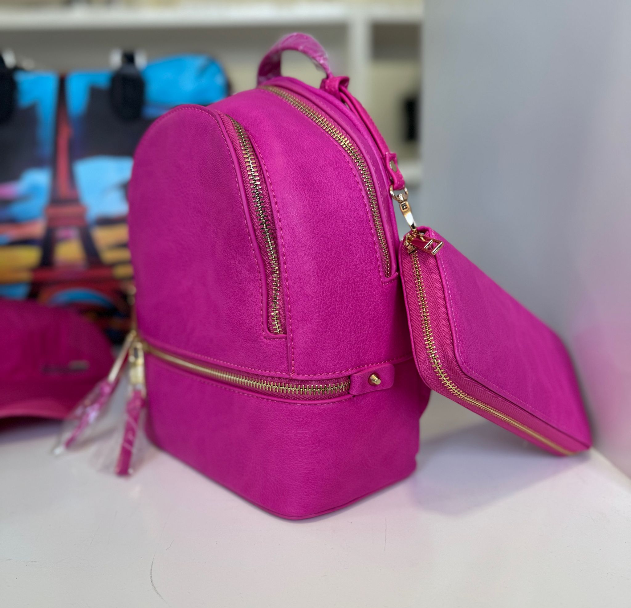 Women Backpack with wallet for pink lover_2