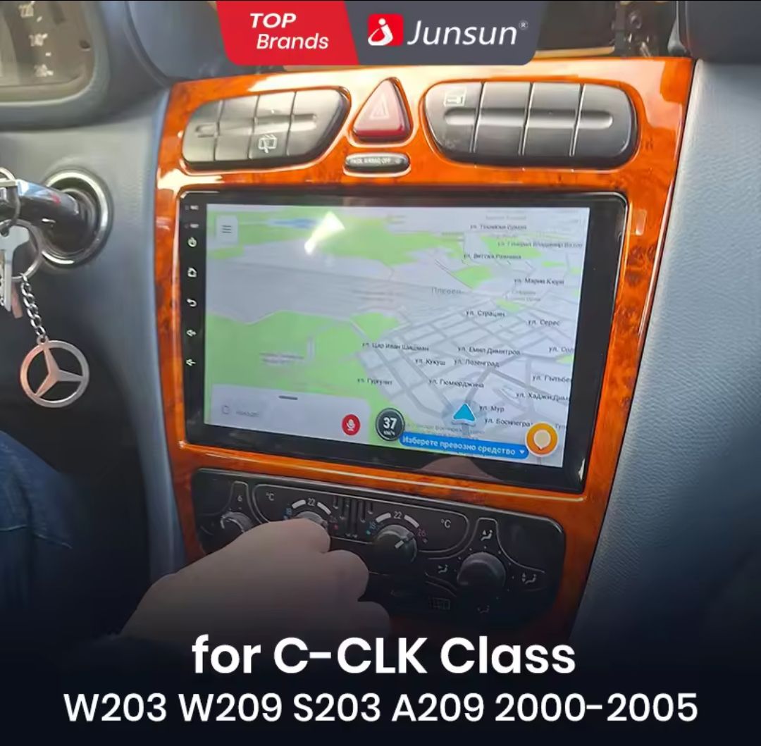 Rádio 9" Android Mercedes W203 S203 A209 Carplay 2/32GB GPS WiFi _1