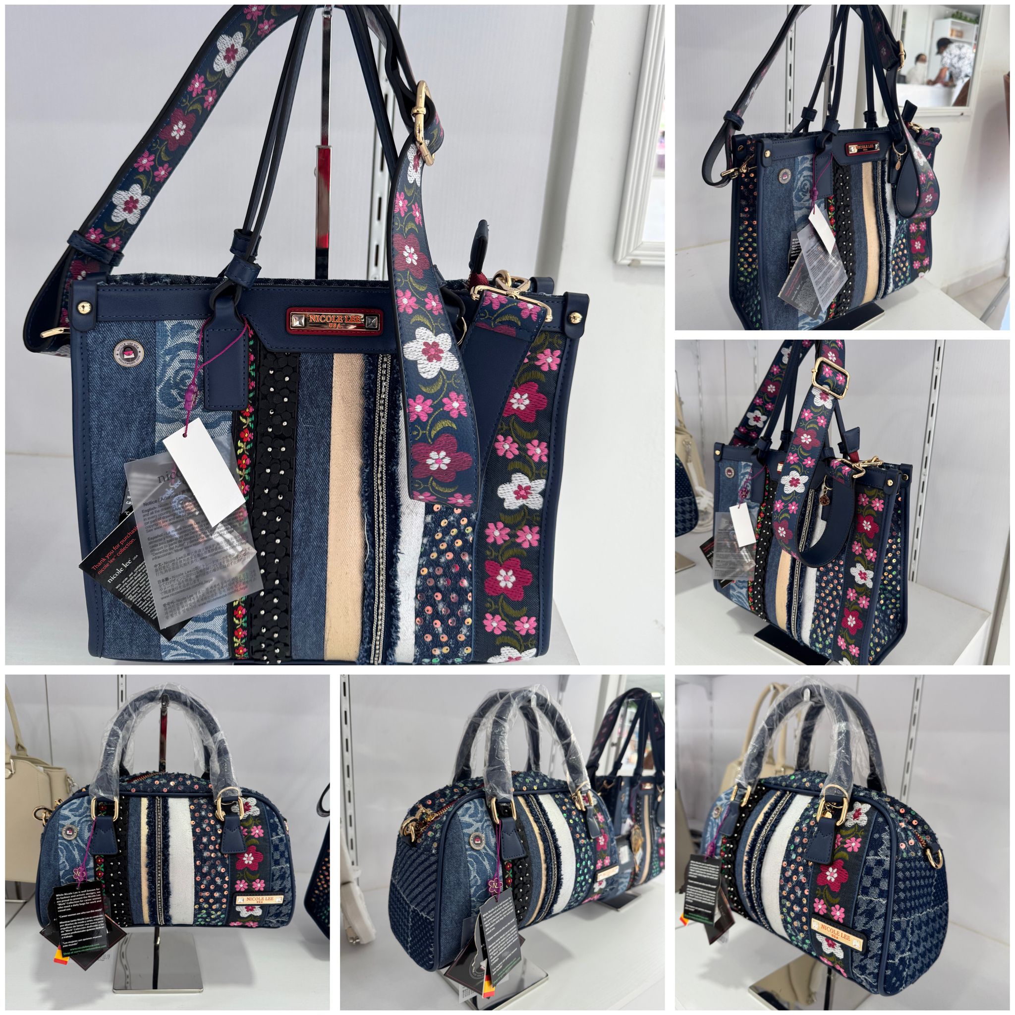 Nicole Lee handbag with flowers _0