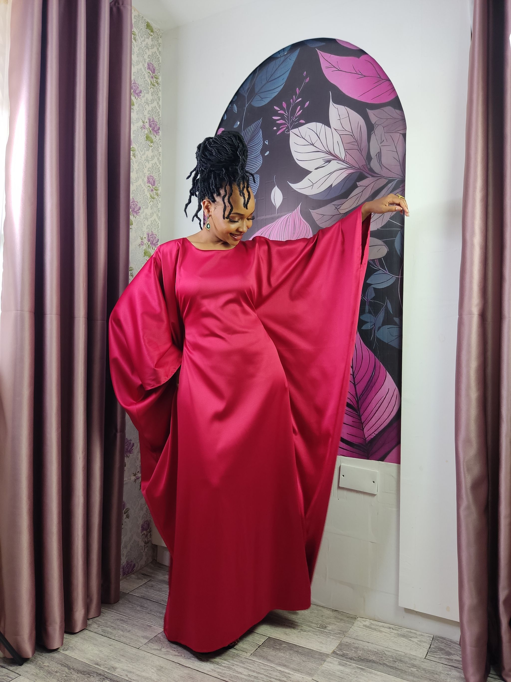 Red Maroon Modest Luxury Kaftan _4