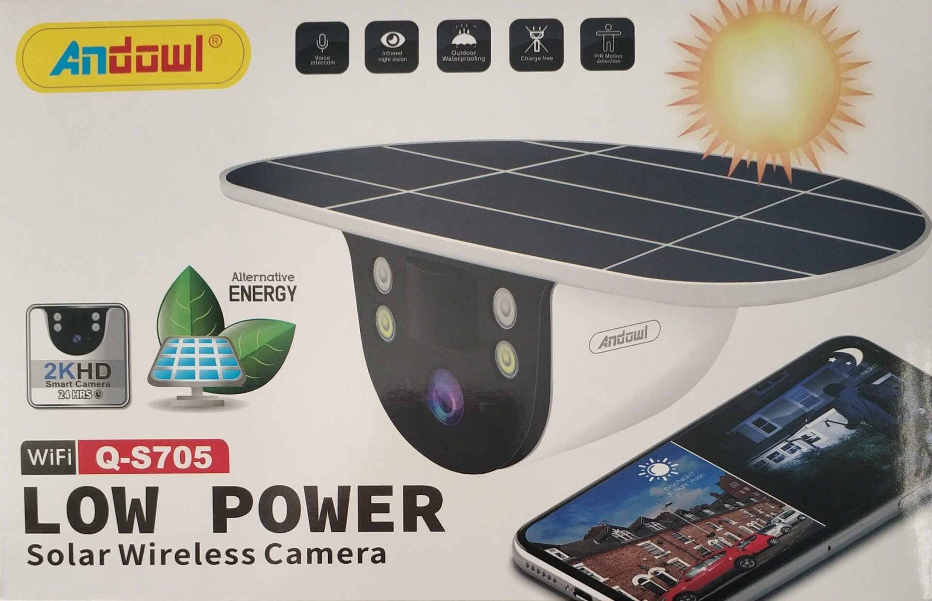 Andowl-Q-S705 Outdoor Solar Powered Wireless IP Camera - Remote Live Viewing_0