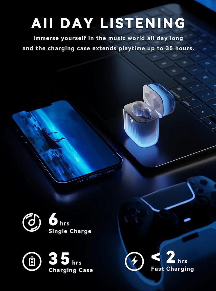 🌙 Glow in the Dark Sand Design 🔋 Wireless Charging 🎶 32H Playback 🎧 Stereo Bass 🎤 Built-in Mic 📱 Perfect for TV & Smartphones  Future of sound, sleek & glowing! 🌟_4