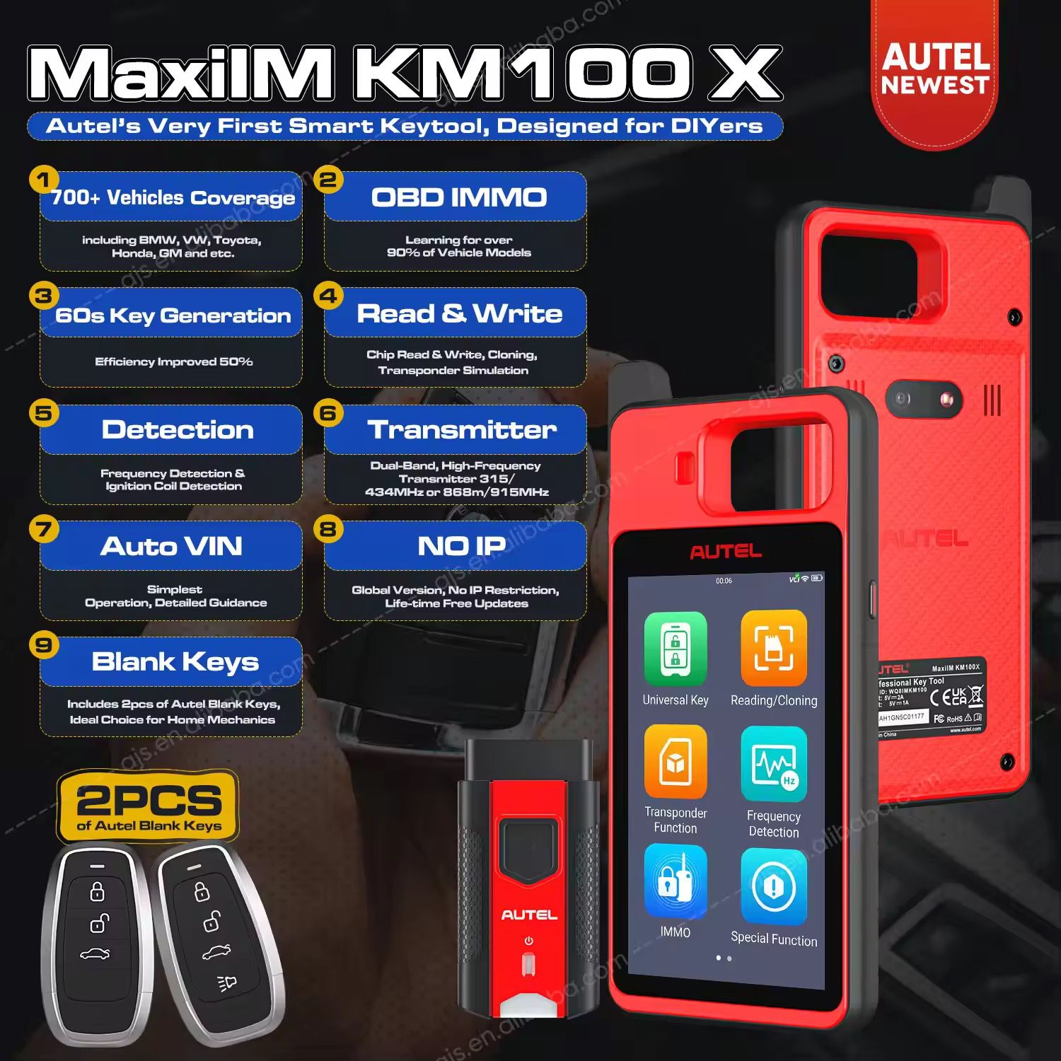 Autel MaxilM KM100X Universal Auto Key Programmer Generator Car Transponder/ Reading Cloning_2