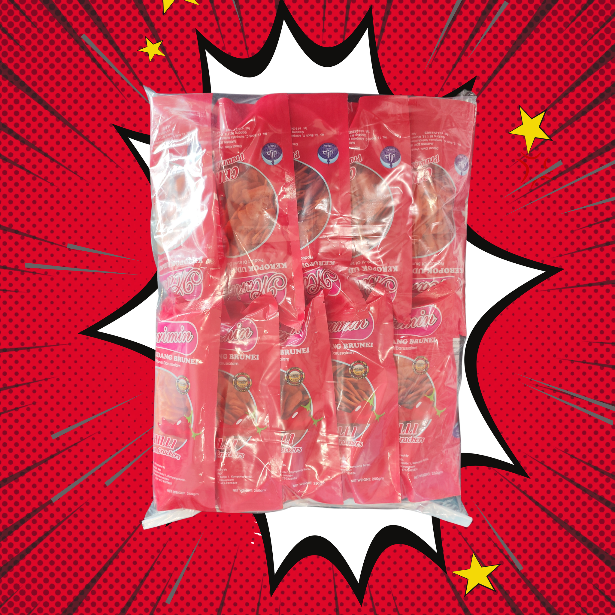  RTF Marimin Chilli Prawn Crackers 1bag with 10pack inside 2.5kg_0