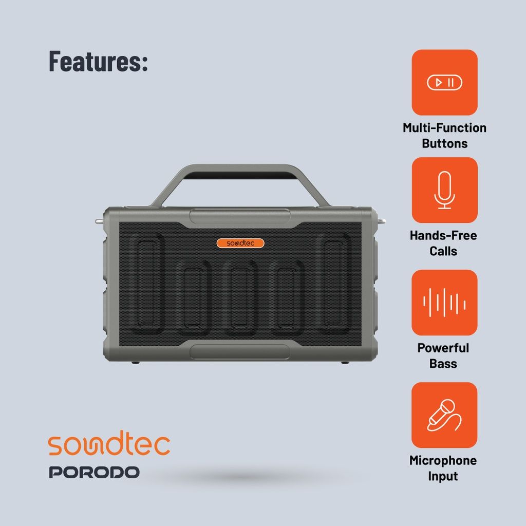 Porodo Soundtec Surge 2.2 Channel Party Speaker - Black_1