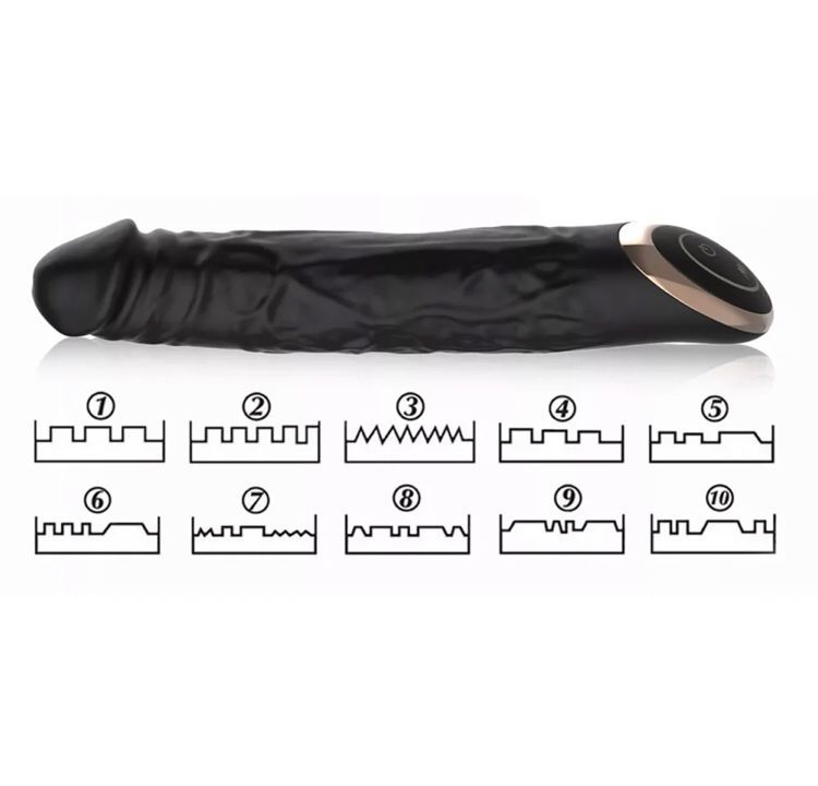 Black 10 Speed Vibrating Dildo_1