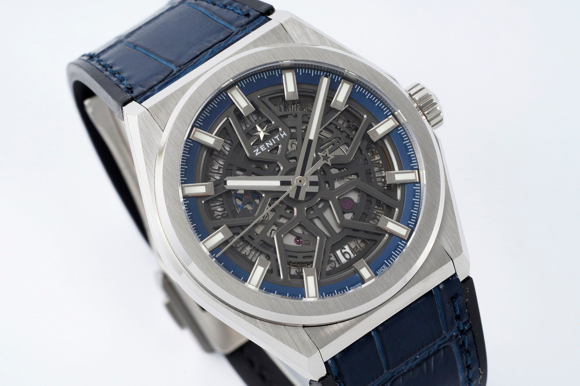 Zenith Defy Skeleton Silver with Blue leather strap _1