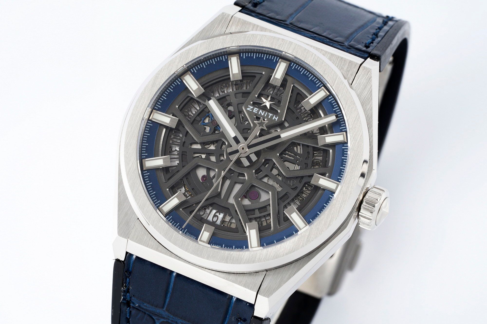 Zenith Defy Skeleton Silver with Blue leather strap _2