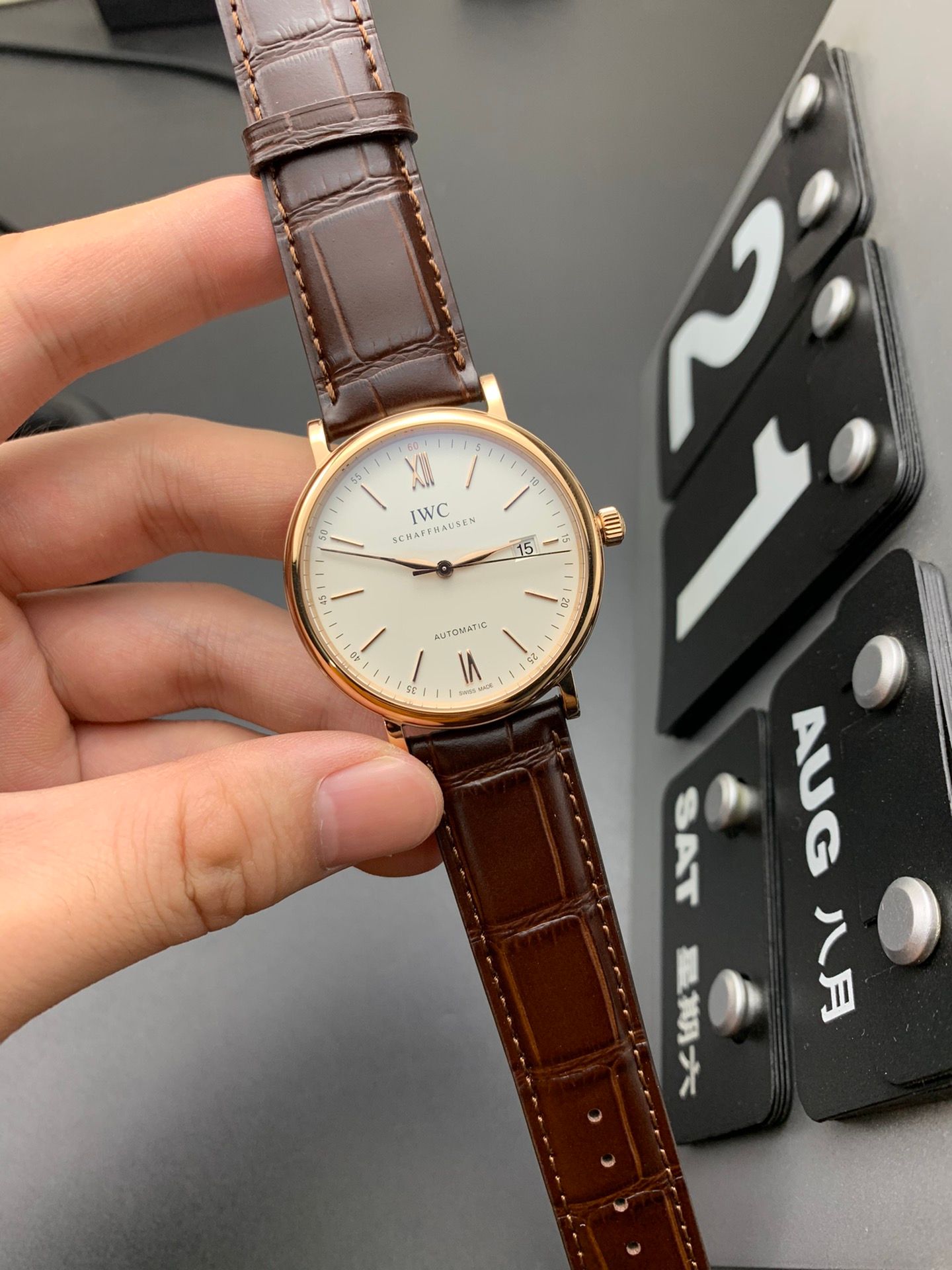 IWC Portofino Automatic White and Brown_5