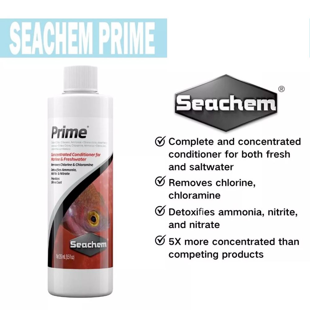 Seachem Prime - Removes Chlorine Chloramine Ammonia Nitrite Nitrate Anti Chlorin_1