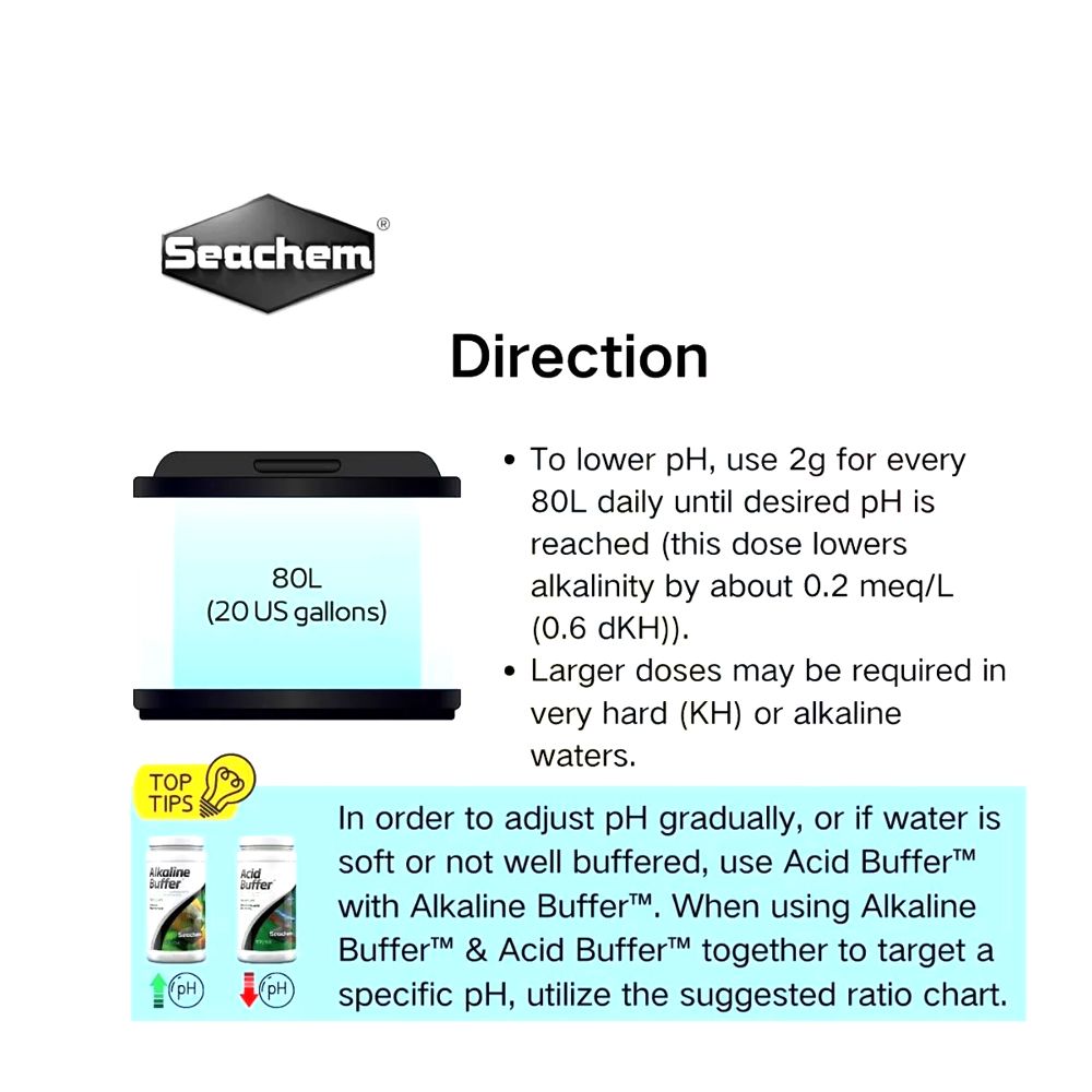 Seachem Acid Buffer - Adjusts pH to 5.0 - 8.0 ( 70G / 300G / 600G / 1.2KG )_3