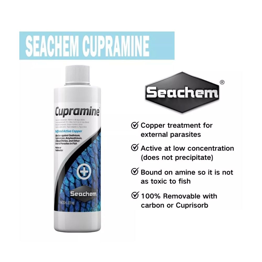 Seachem Cupramine - treating ectoparasites freshwater & marine fish ( 50ML / 100ML / 250ML / 500ML )_1