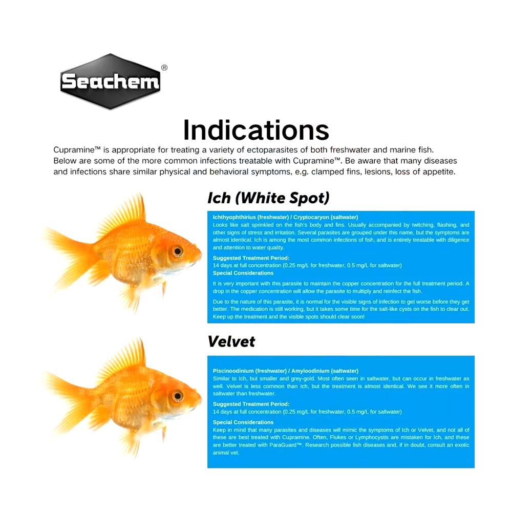 Seachem Cupramine - treating ectoparasites freshwater & marine fish ( 50ML / 100ML / 250ML / 500ML )_2