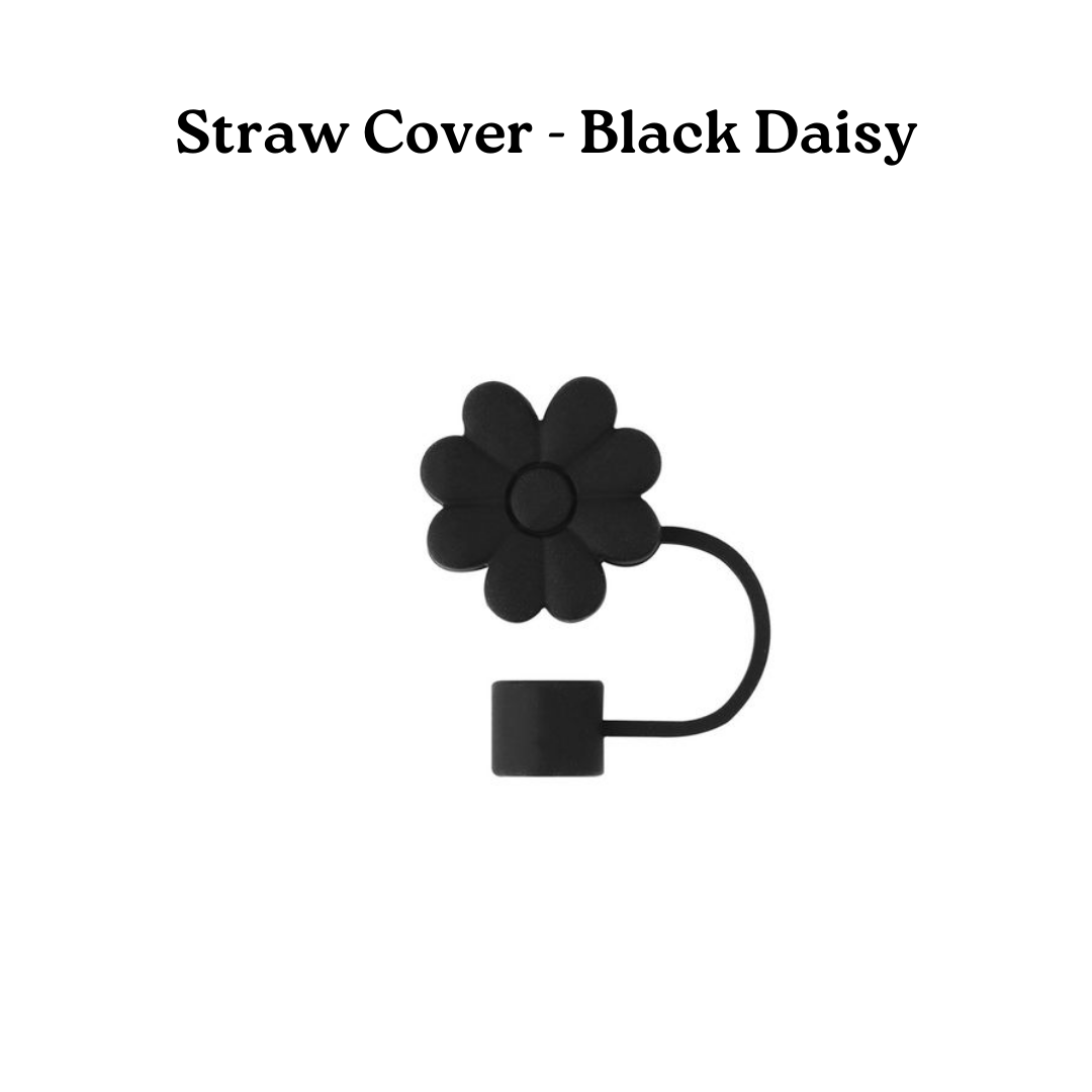 Straw Cover - Black Daisy_0