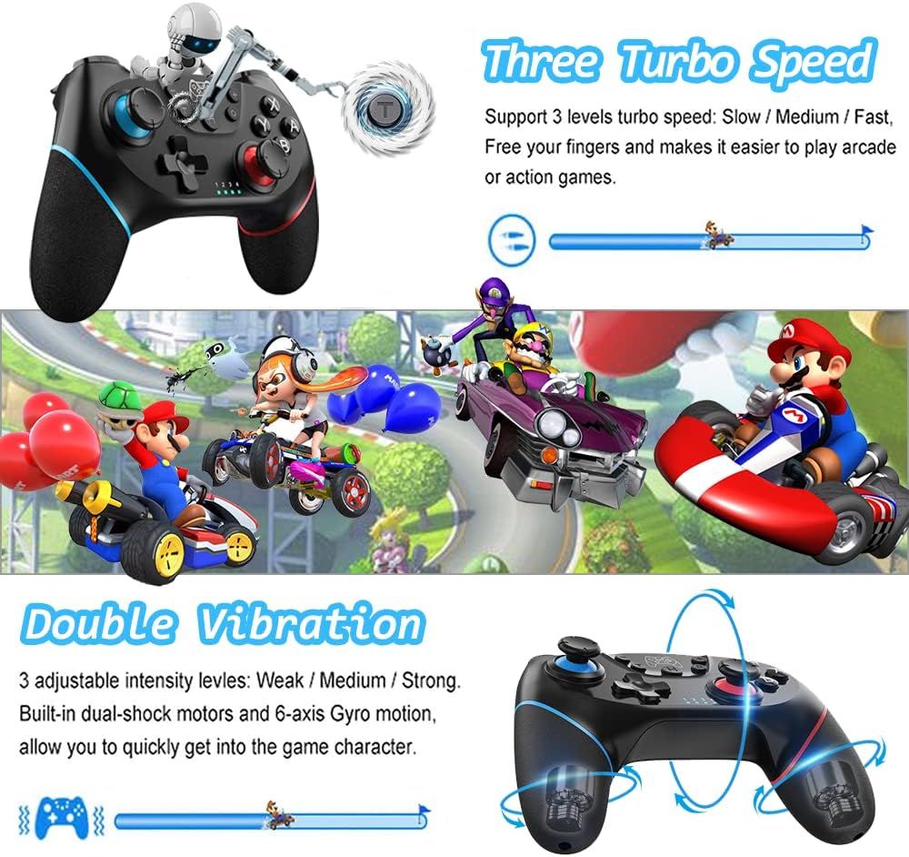 [2024 New Version]Wireless Pro Controller Compatible for Nintendo Switch Sefitopher Bluetooth Switch Pro Controller Gampad Joypad,PC Wired Controller Supports Gyro Axis Turbo and Dual Vibration with Charging Cable_5