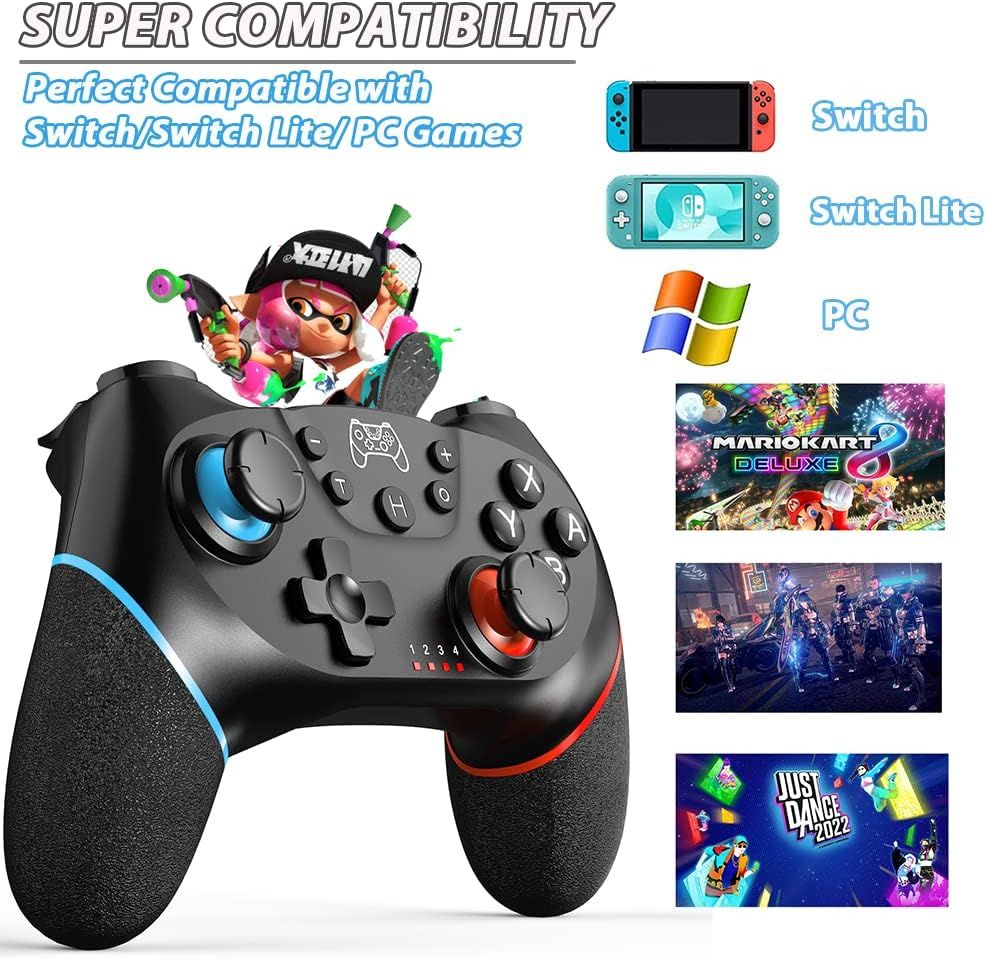 [2024 New Version]Wireless Pro Controller Compatible for Nintendo Switch Sefitopher Bluetooth Switch Pro Controller Gampad Joypad,PC Wired Controller Supports Gyro Axis Turbo and Dual Vibration with Charging Cable_6