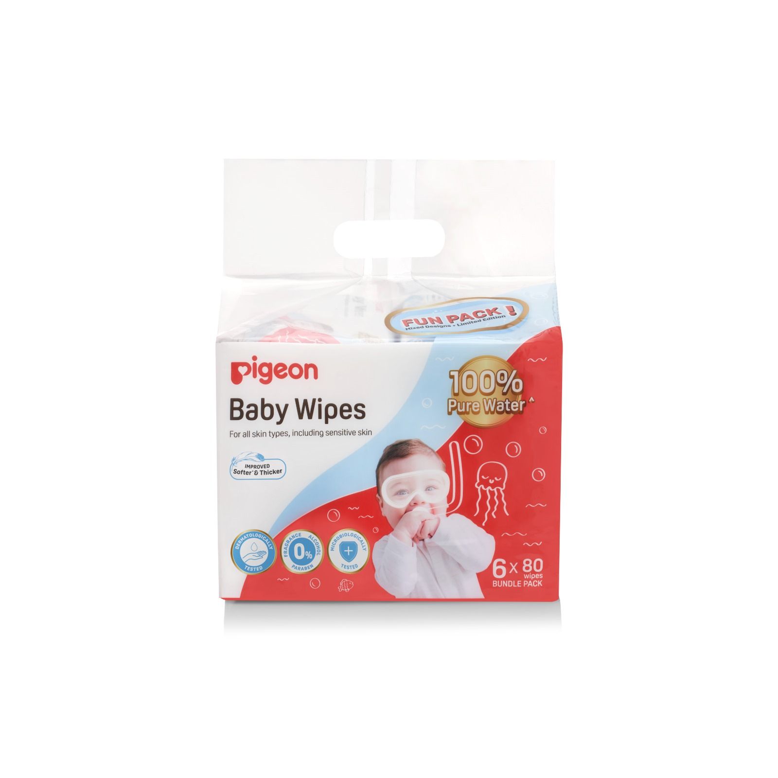 Pigeon Pigeon Baby Wipes Pure Water 6-in-1 Refill (6x80s)_0