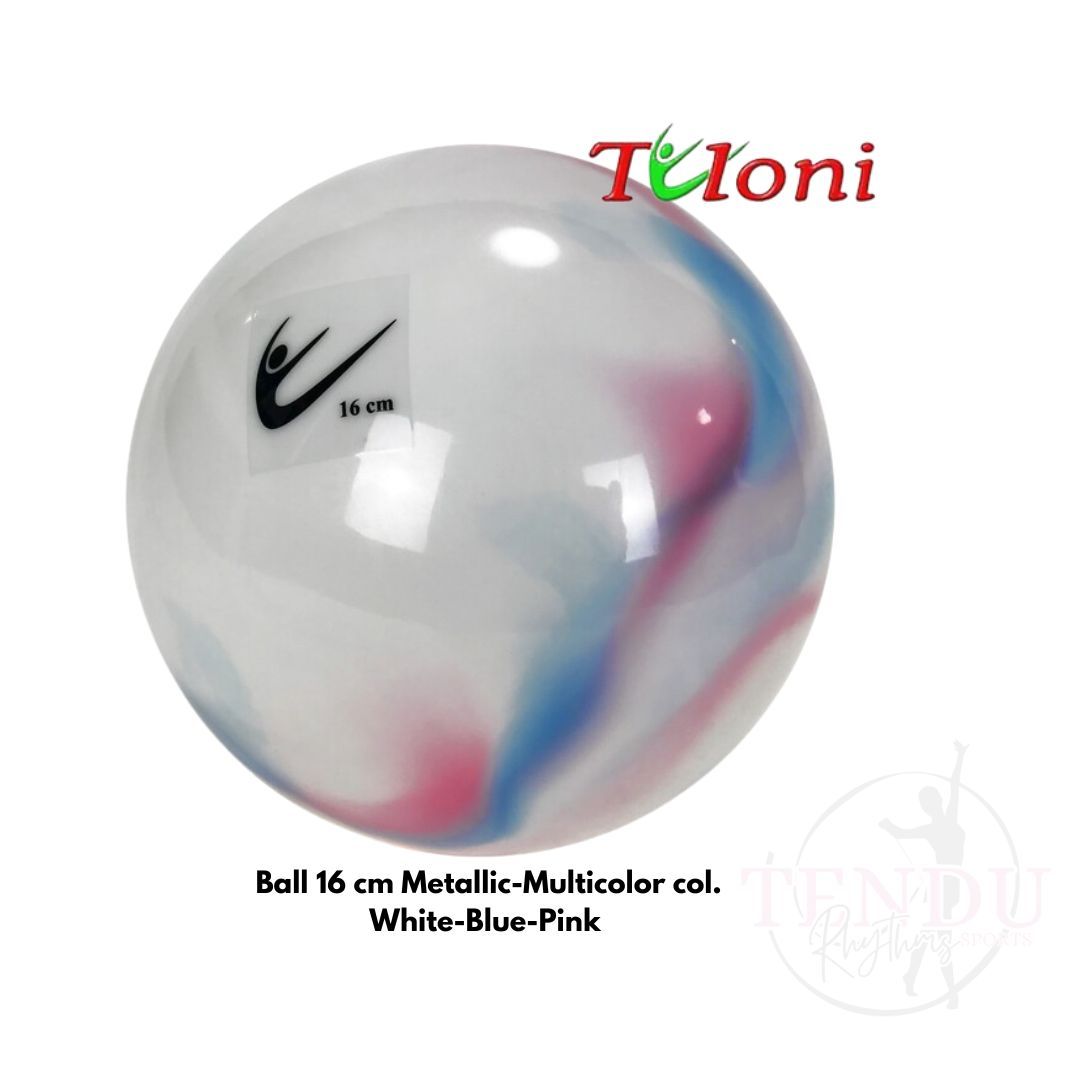 TULONI | Ball 16 cm Metallic-Multicolor col. White-Blue-Pink (BA-T16M-WBP)_0