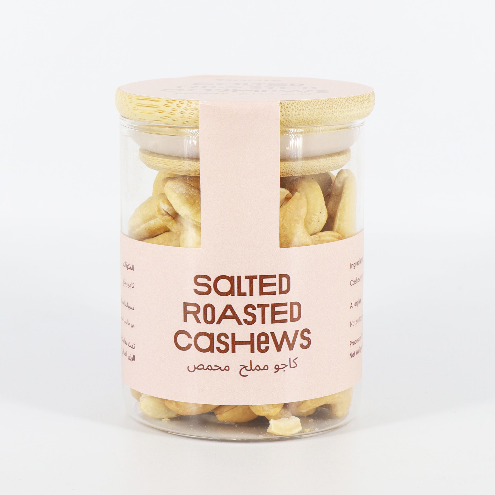 Roots Salted Roasted Cashews Glass Jar 100g_0